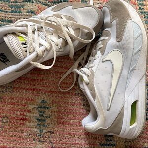 Nike air max White and Gray Women's Sneakers with neon yellow detailing